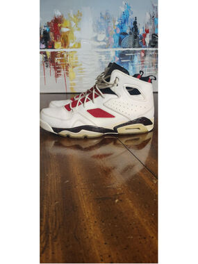 Jordan Flight Club 91 Shoes Mens Size 13 White Red Leather Sneakers 555475-121